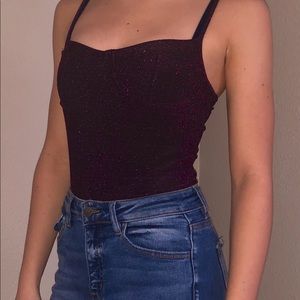 Forever 21 Purple Sparkle Bodysuit